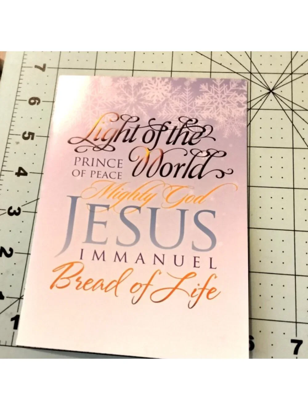 Religious Christmas Card Envelope Light Of The World Snowflake Scripture Luke 10